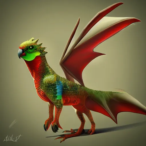 Image similar to a budgie dragon hybrid, trending on artstation, award winning, stylized, very very very very beautiful, hd