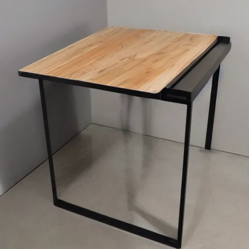 Image similar to a modern concept of a computer table made of wood and metal