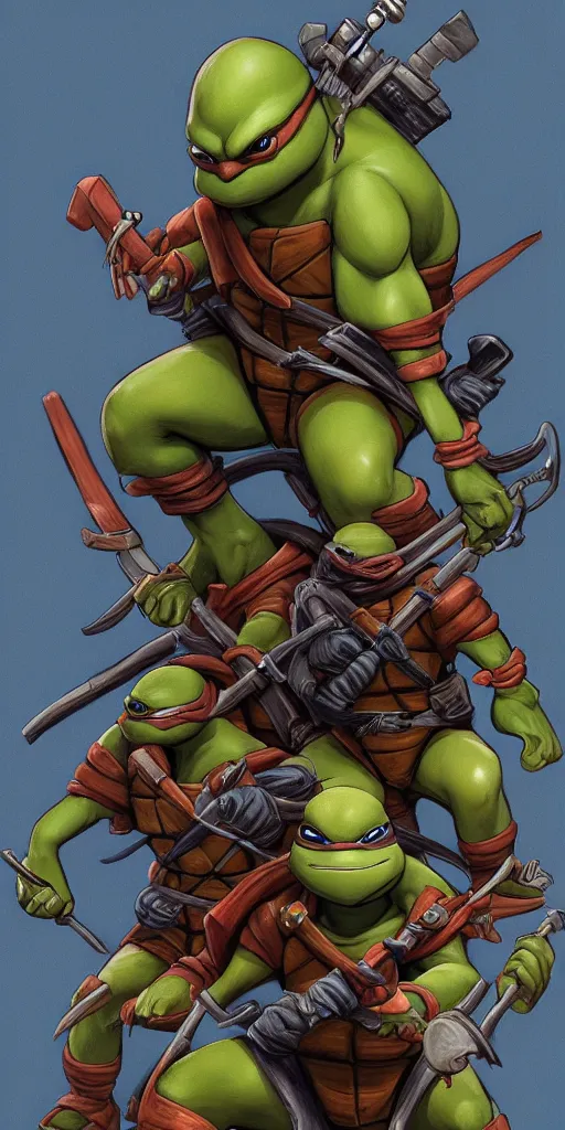 Prompt: Teenage mutant ninja turtle character concept art by brom