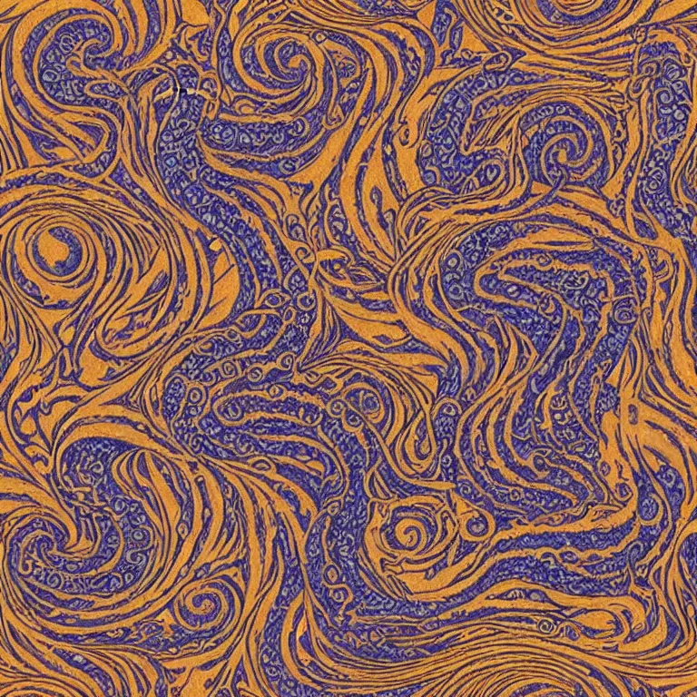 Prompt: lovecraftian seamless pattern by jean delville, beksisnki