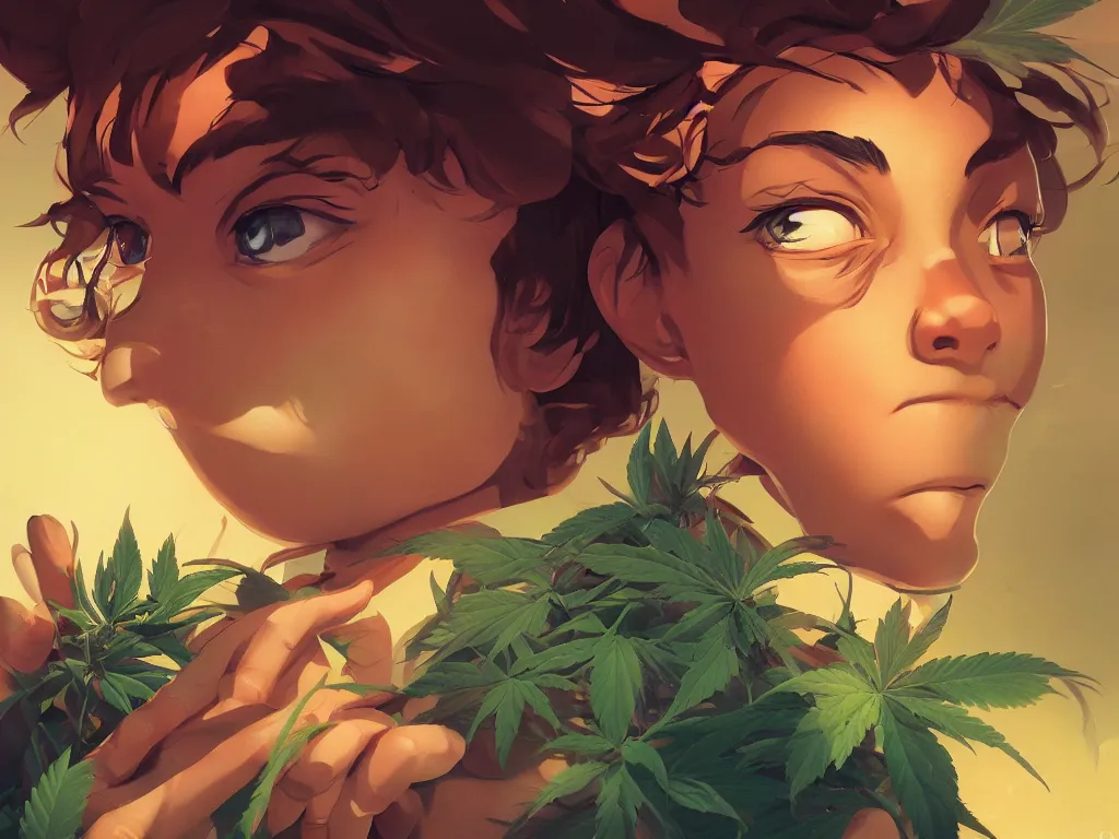 Prompt: cannabis marijuana kid face!, behance hd by jesper ejsing, by rhads, makoto shinka, lois van baarle, ilya kuvshinov, rossdraws global illumination