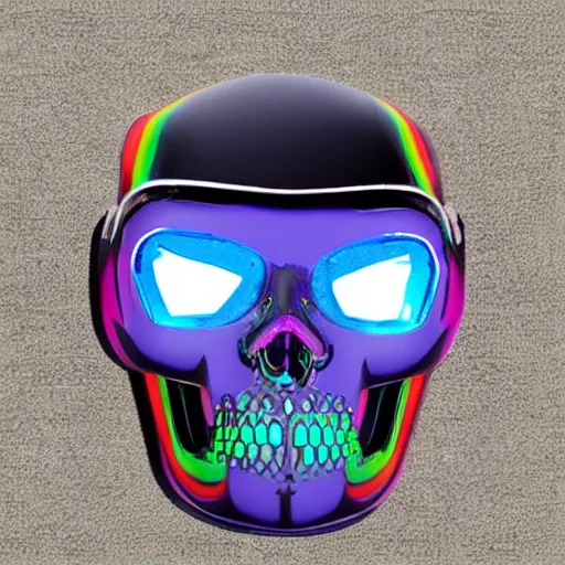 Prompt: rainbow robot skull mask