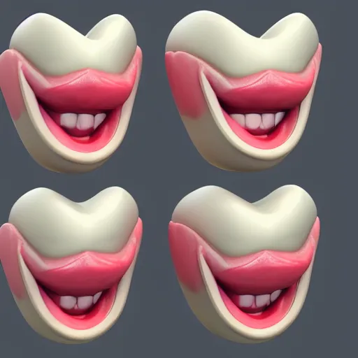 Image similar to poorly rendered 3 d set of teeth