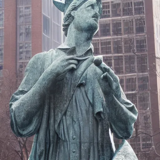 Image similar to liberty statue explode into pieces