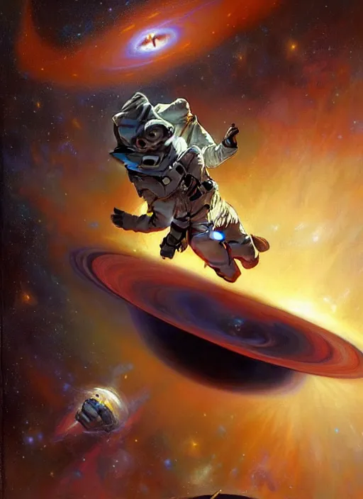 Image similar to an astronaut falling into a black hole, highly detailed painting by gaston bussiere, craig mullins, j. c. leyendecker 8 k