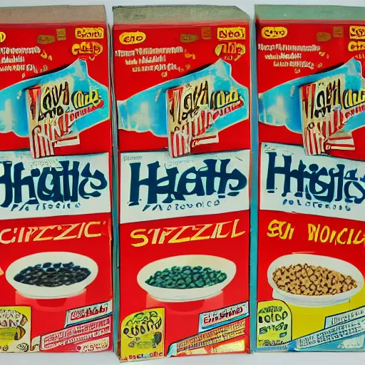 Prompt: a vintage cereal box for schizophrenia cereal