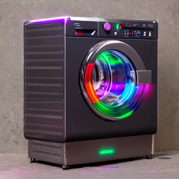 Image similar to RGB gaming washing machine manufactured by the company Razor
