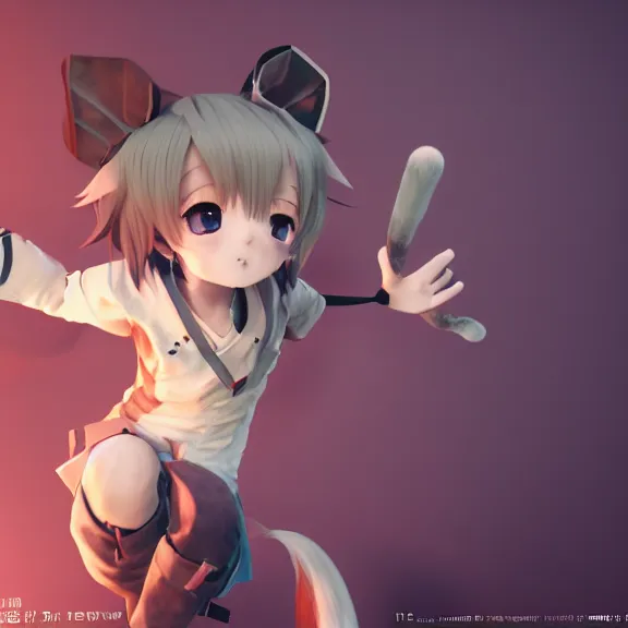 Image similar to 3D render of a cute anime boy with cat ears and tail, fantasy artwork, fluffy, mid-shot, award winning, hyper detailed, very very very beautiful, studio lighting, artstation, unreal engine, unreal 5, 4k, octane renderer