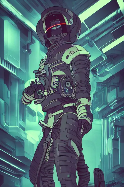 Prompt: 1 9 7 9 sci - fi portrait of kianu reeves in cyber - samurai garb. simple stylized cyberpunk photo by josan gonzalez.