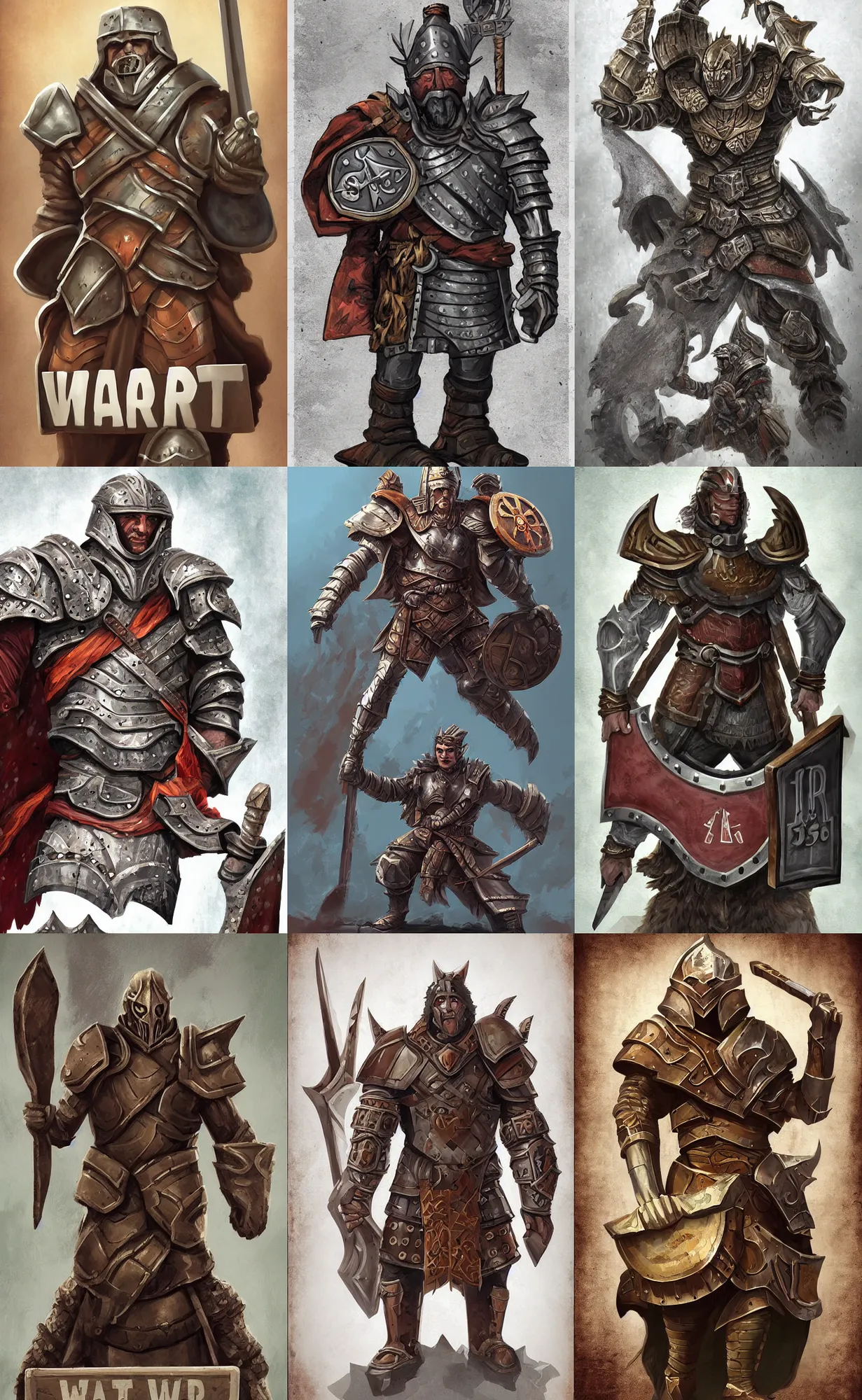 Prompt: giant war champion wearing road sign armor, d & d, digital art