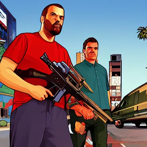 Prompt: Fall Guys in GTA 5, cover art by Stephen Bliss, boxart, loading screen