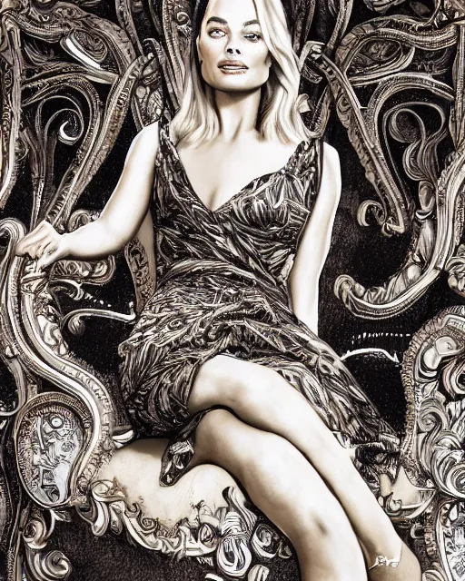 Image similar to highly detailed chair in the form of a margot robbie, trending on artstation, intricate details, energetic composition, concept art, illustration, elegant art, global illumination