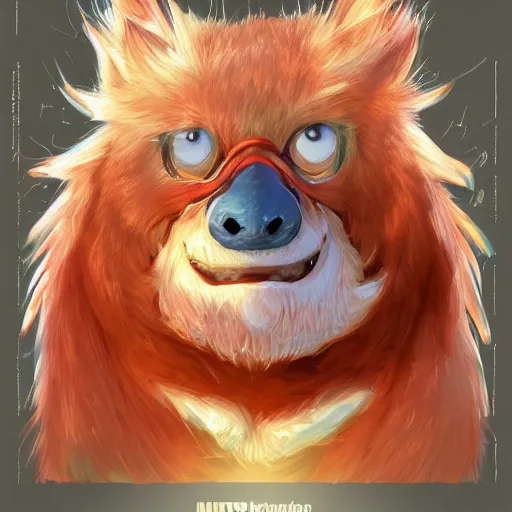 Image similar to anime Portrait of Youppi the Habs Montreal Canadiens Mascot as a very cute powerful and friendly pokemon, highly detailed anime, high evolution, 1990s, legendary, smooth, sharp focus, dynamic lighting, intricate, trending on ArtStation, illustration pokemon, art by WLOP