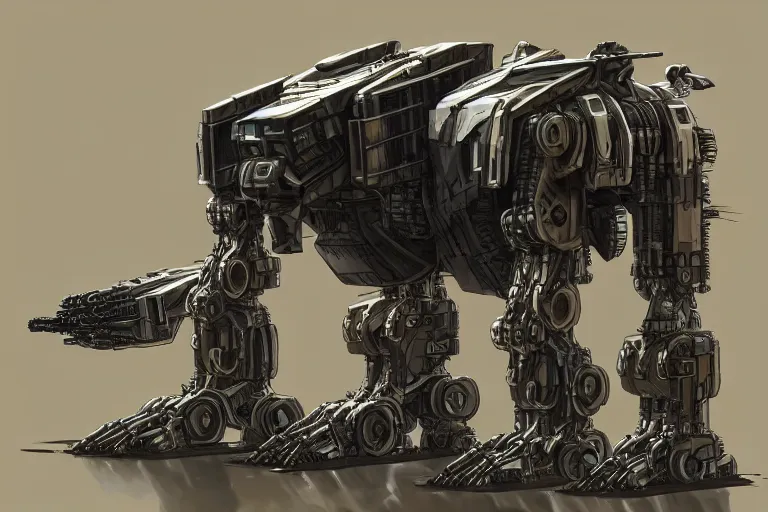 Image similar to military mining four legged quadrupedal mecha, mining drill, futuristic, apocalyptic, by jon aaron kambeitz, katsuhiro otomo, heng z, concept art, insanely detailed, raytracing, octane, unreal engine, trending on artstation