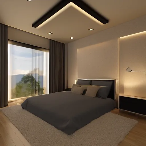 Prompt: 3 d render of bedroom of the 3 0 0 0 s