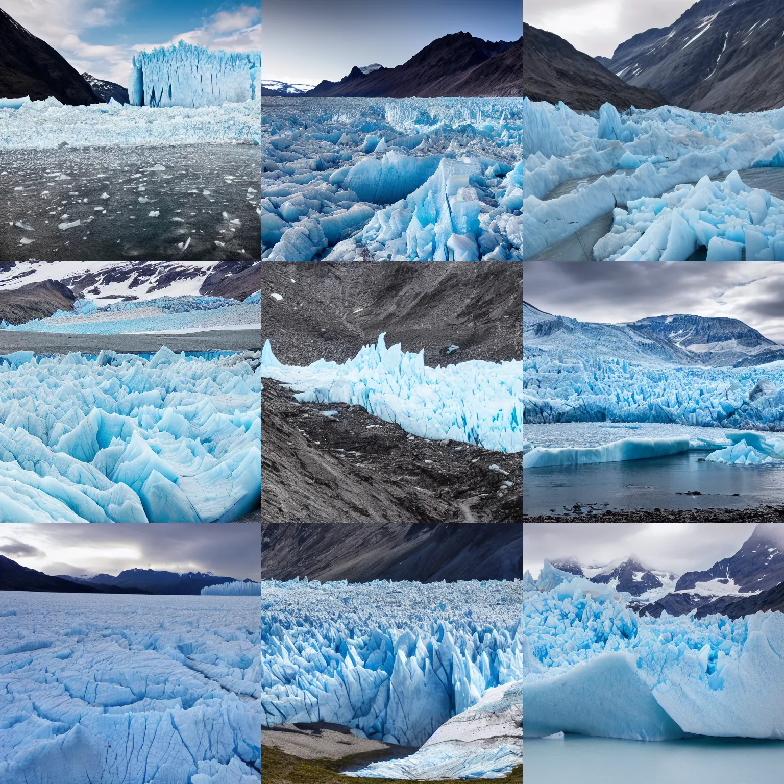 Prompt: a photo of a receding glacier