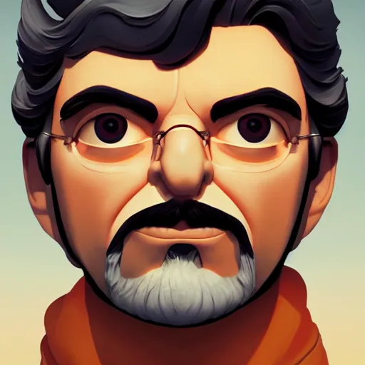 Image similar to face icon stylized minimalist george lucas, loftis, cory behance hd by jesper ejsing, by rhads, makoto shinkai and lois van baarle, ilya kuvshinov, rossdraws global illumination