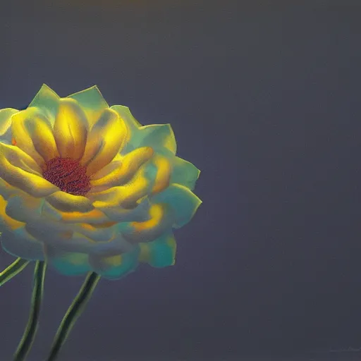 Image similar to Luminescent flower blooming at twilight, cgsociety, r/art