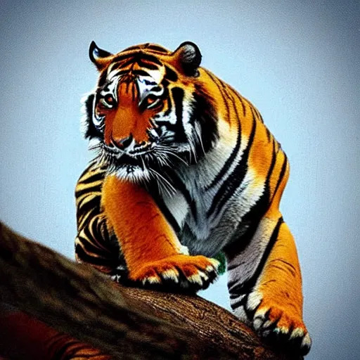 Image similar to “ a tiger on a monkey ”