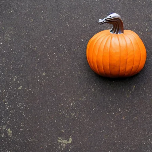 Image similar to a goose shaped like a pumpkin