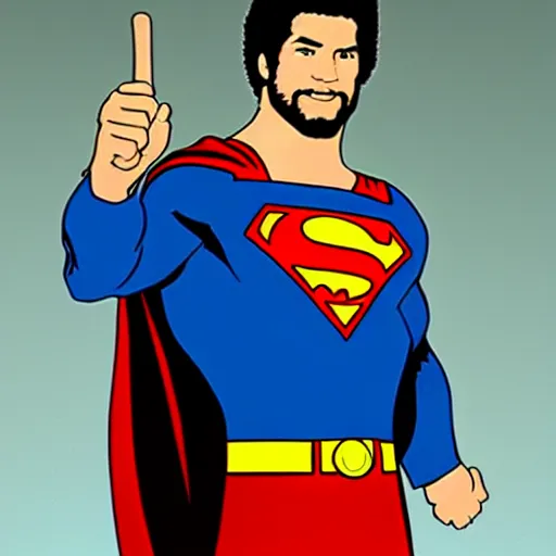 Prompt: Bob Ross as superman