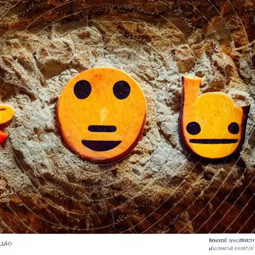 Image similar to food emoji hieroglyphs on cave wall