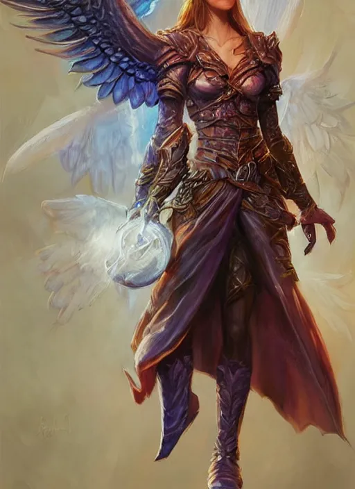 Prompt: angel, ultra detailed fantasy, dndbeyond, bright, colourful, realistic, dnd character portrait, full body, pathfinder, pinterest, art by ralph horsley, dnd, rpg, lotr game design fanart by concept art, behance hd, artstation, deviantart, hdr render in unreal engine 5