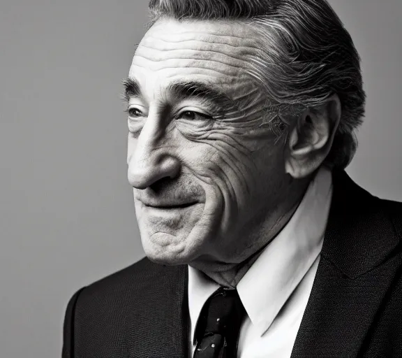 Image similar to a studio photograph of Robert DeNiro; f/1.4; 90mm