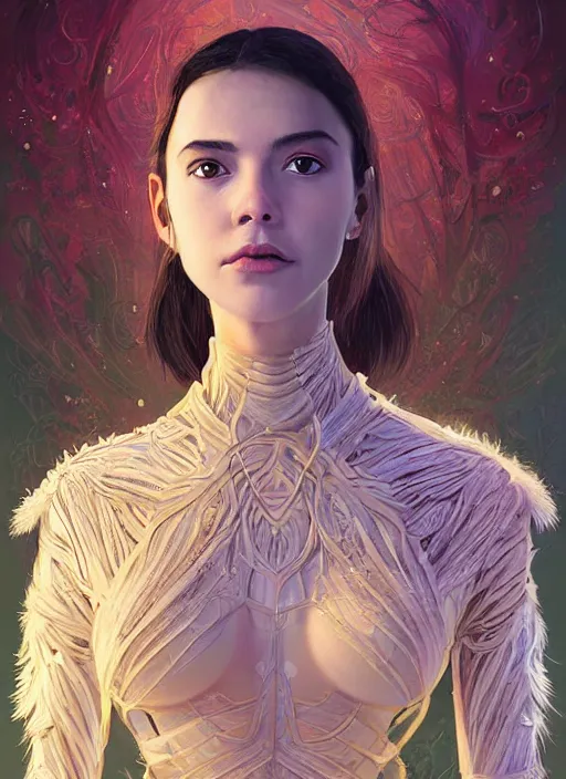 Prompt: a professional portrait of a beautiful young female, clothed in electroluminescent armor, olive skin, long dark hair, beautiful bone structure, symmetrical facial features, intricate, elegant, digital painting, concept art, smooth, sharp focus, finely detailed, illustration, from Valerian and the City of a Thousand Planets, by Ruan Jia and Mandy Jurgens and Artgerm and William-Adolphe Bouguerea