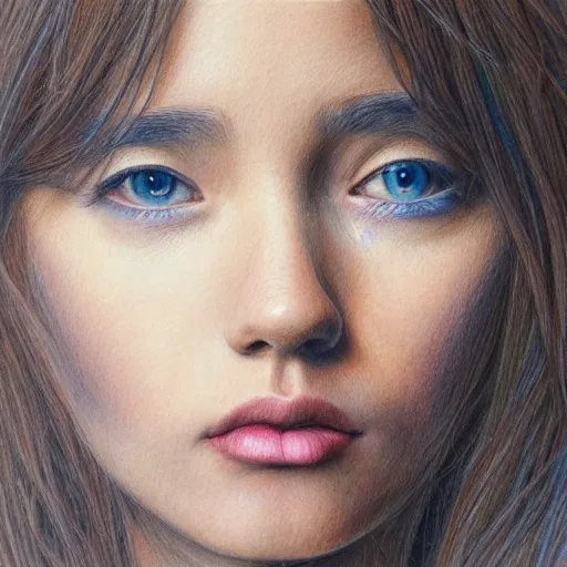 Image similar to Colored pencil art on paper, Master Painter Portrait, highly detailed, artstation, MasterPiece, Award-Winning, Caran d'Ache Luminance