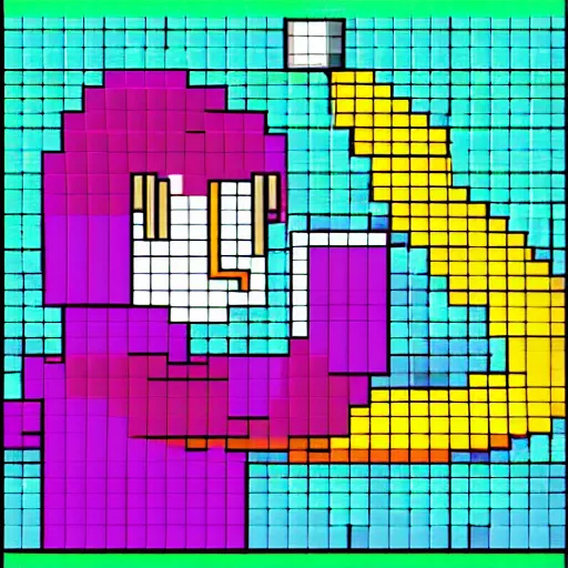 Image similar to pixel art waifu, grid, pixelated