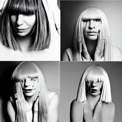 Image similar to Sia Furler artistic photoshoot wearing artistic fashion