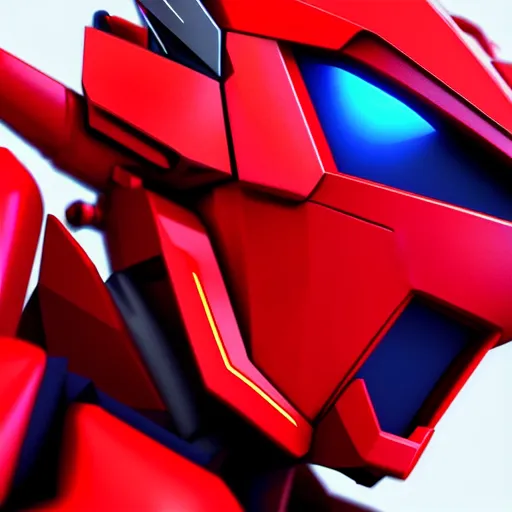 Image similar to red gundam head, v - fin, octane render, soft light, mekka, behance, vector, highly detailed illustration, realistic, custom design, dribbble. com, by secondsyndicate studio,