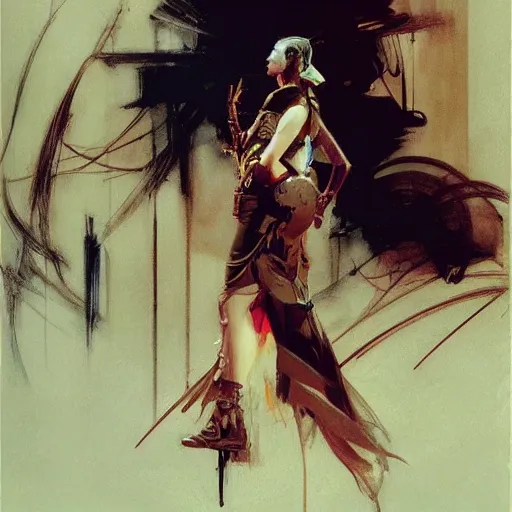 Image similar to cyberpunk, intricate, elegant, highly detailed, greg manchess, mucha, liepke, ruan jia, jeffrey catherine jones, ridley scott