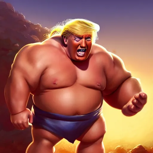 Image similar to donald trump as chubby hercules, ben hur, loftis, cory behance hd by jesper ejsing, by rhads, makoto shinkai and lois van baarle, ilya kuvshinov, rossdraws global illumination