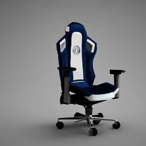 Image similar to 3d render of a gaming chair with a toilet hole, studio photo, dark background