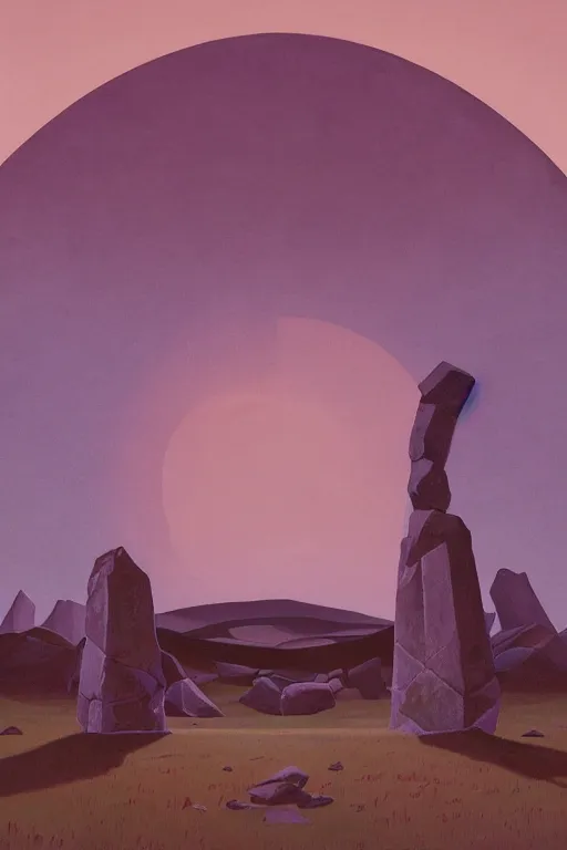 Image similar to circle of standing stones engraved with ancient geometric patterns, dramatic cinematic lighting, rich colors, by Nicholas Roerich and William Dyce and April Gornik and Caspar David Friedrich and Sylvain Sarrailh and Ludwig Deutsch and Diego Rivera and Tyler Edlin, featured on artstation