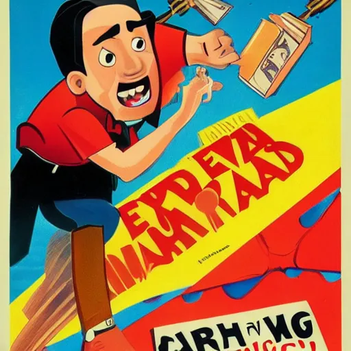 Image similar to a movie about earning extra money, movie poster, cartoon art