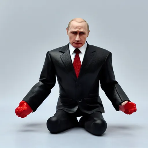 Prompt: vladimir putin cosplay alexander lukashenko, stop motion vinyl action figure, plastic, toy, butcher billy style