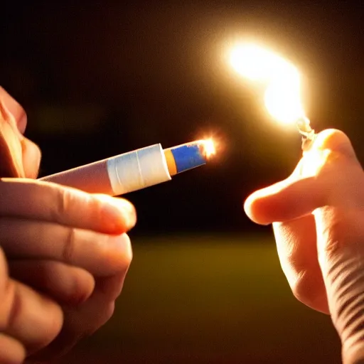 Image similar to one man lights a cigarette from the second man's lighter