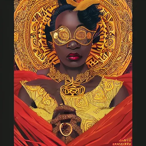 Image similar to eyo festival in heaven, nigerian, masquerade, eyo festival, yoruba illustration, medium shot, intricate, elegant, highly detailed, digital art, ffffound, art by jc leyendecker and sachin teng