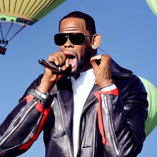 Image similar to r kelly yelling and shouting in an air balloon