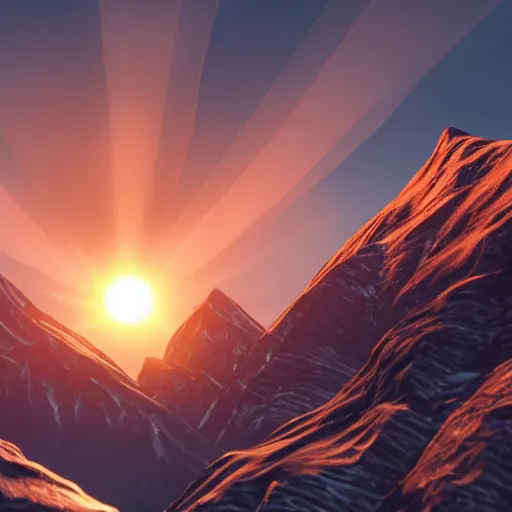 Prompt: small dark black sun above mountains, highly detailed, photorealistic shot, bright studio setting, studio lighting, crisp quality and light reflections, unreal engine 5 quality render