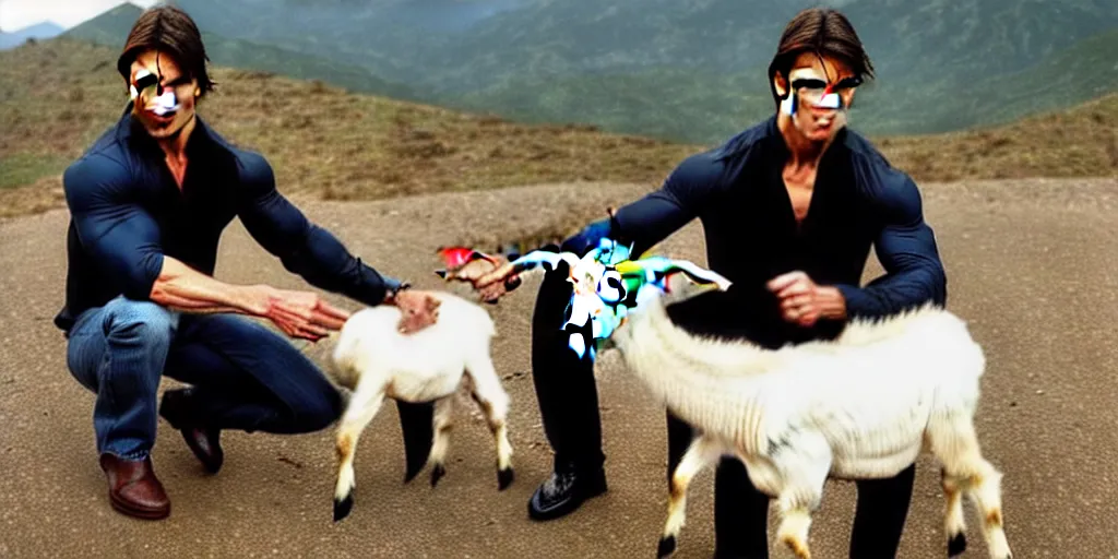 Prompt: tom cruise sacrificing a goat