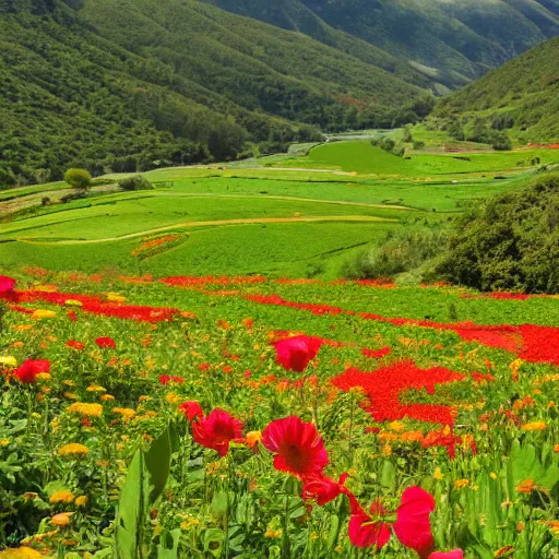 Prompt: flower valley