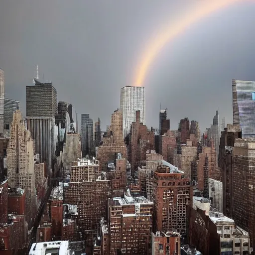 Image similar to new york city during a tornado