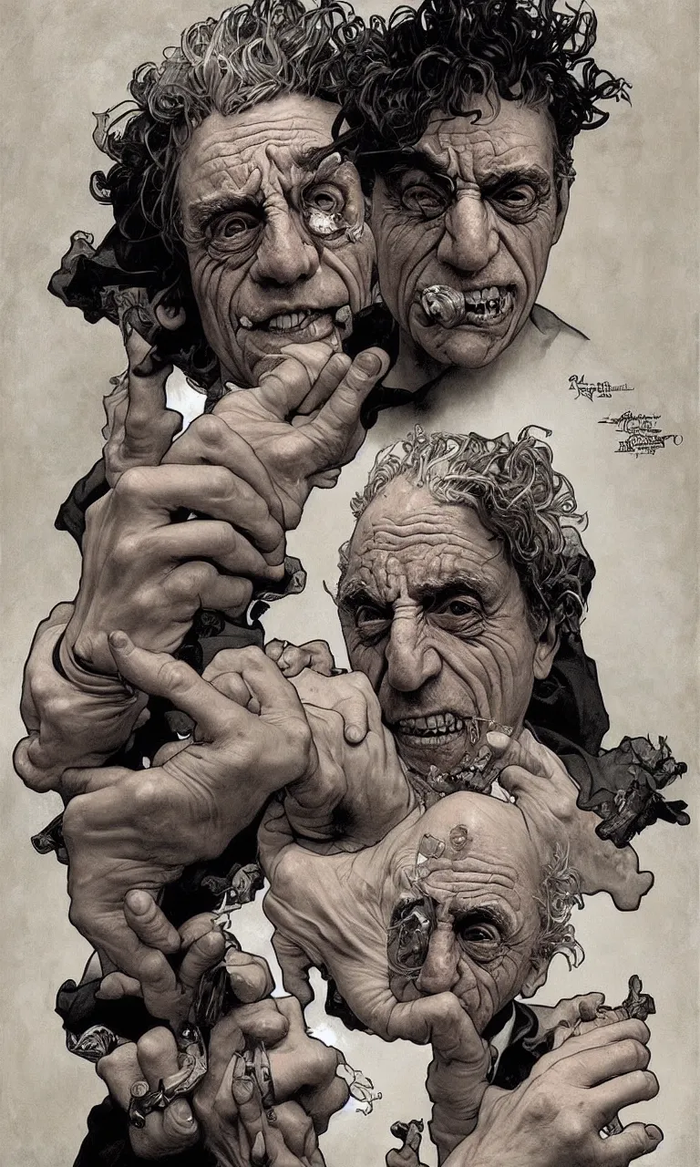 Image similar to hyper realistic grotesque portrait of an old drunk rick sanchez by lee bermejo, alphonse mucha and greg rutkowski