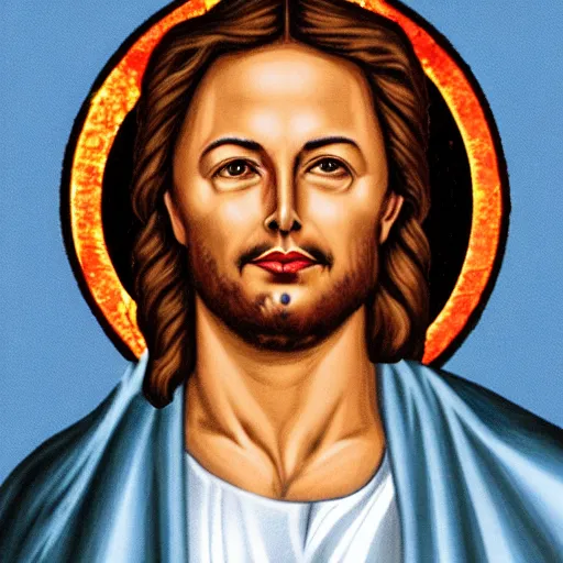Prompt: Religious icon of Elon Musk as Jesus Christ
