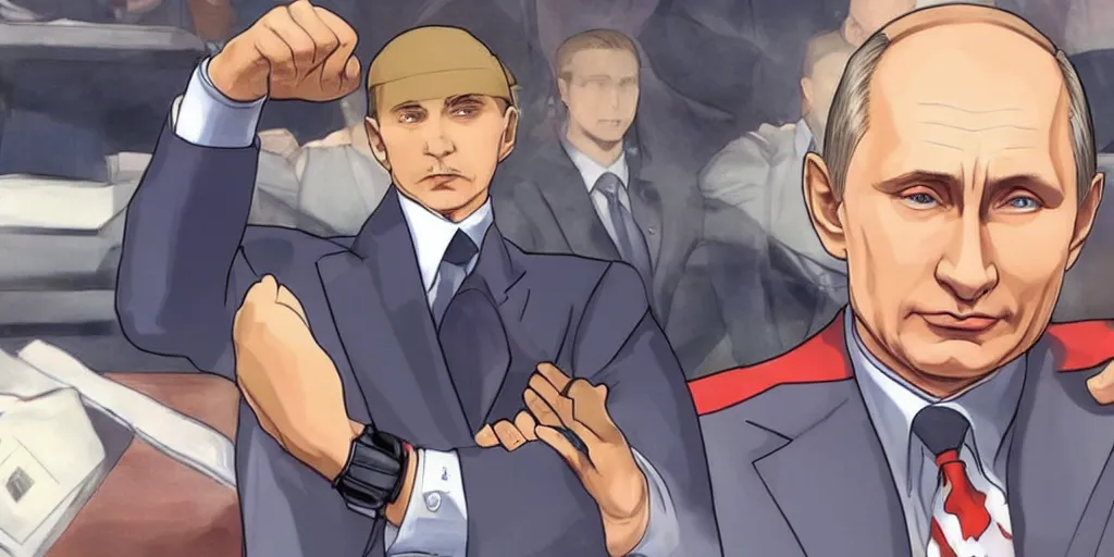 Image similar to vladimir putin in ace attorney