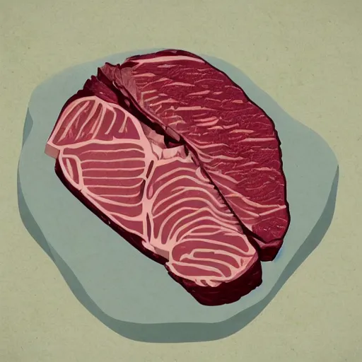 Image similar to highly detailed schematic of steak on paper